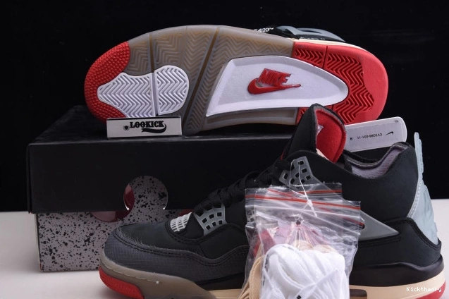 Kick Theory x Off Jordan Retro CV9388-001 White Air 4 Bred 0723